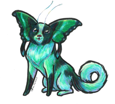 Papillon Papillon Butterfly / Dog Fusion - Illustration (400x369)