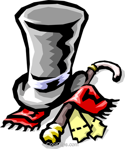 Formale Hut Mit Zuckerrohr Und Schal Vektor Clipart - Illustration (404x480)