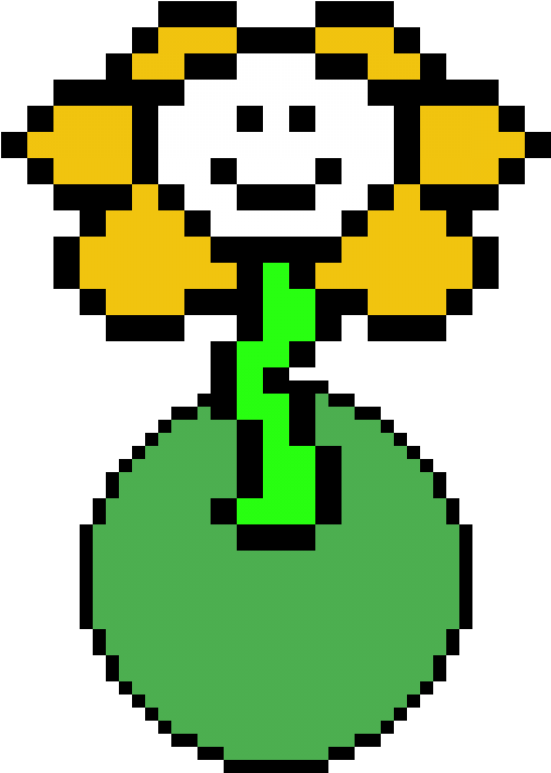 Howdy I'm Flowey - Undertale Flowey Pixel Art Grid (1200x1200)