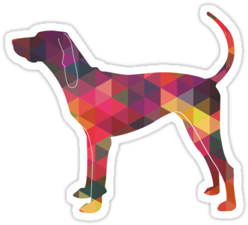 American English Coonhound Colorful Geometric Pattern - Ancient Dog Breeds (375x360)
