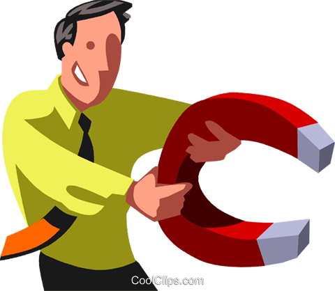 Businessman With A Magnet Royalty Free Vector Clip - Law Of Attraction (480x418)
