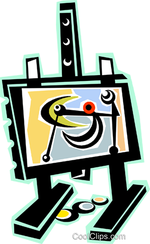 Painting On Canvas Royalty Free Vector Clip Art Illustration - Painting On Canvas Royalty Free Vector Clip Art Illustration (295x480)