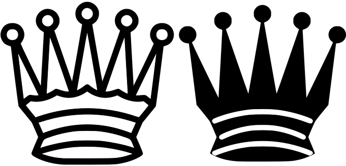 Chess, Queen, Meeple, Crown, Black - White Chess Queen Icon (680x340)