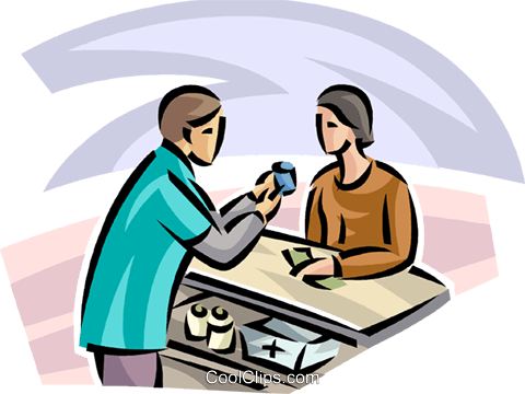 Woman At The Pharmacy Royalty Free Vector - Cartoon (480x360)