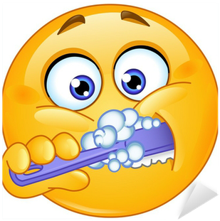 Vinilo Pixerstick Emoticon Cepillarse Los Dientes • - Smileys Gif With Teeth (400x400)