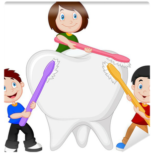 Fotomural Los Niños Cepillarse Los Dientes Blancos - Clipart Zähne Putzen Kinder (400x400)
