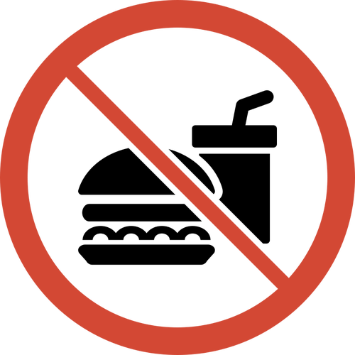 Amazing No Comer Me Har Perder Peso With Prohibido - Food With An X Through (500x500)