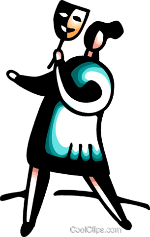 Woman With Drama Mask Royalty Free Vector Clip Art - Woman With Drama Mask Royalty Free Vector Clip Art (305x480)