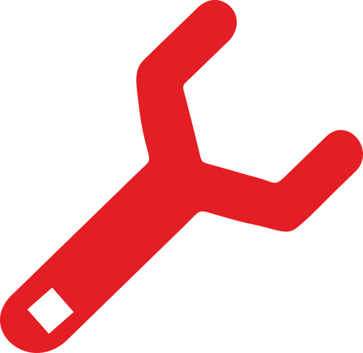 Free Vector Graphic On Pixabay Tools - Wrench And Nut Icon Red (740x720)