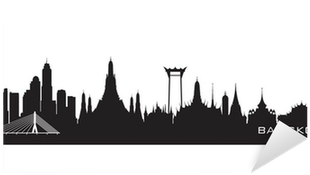 Bangkok Thailand City Skyline Vector Silhouette Sticker - Tayland Silüet (400x400)