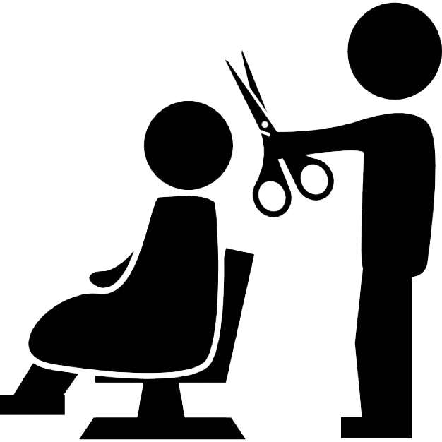 Hairdresser With Scissors Cutting The Hair To A Client - Salon Icons Png (626x626)