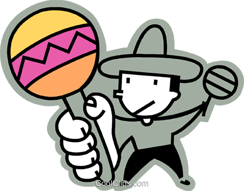 Maracas Royalty Free Vector Clip Art Illustration - Mexican Musical Instruments (480x375)