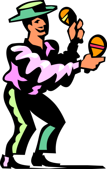 Vector Illustration Of Latin Musician Plays Music Maracas - Maraca Player (441x700)