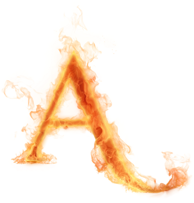Letters On Fire Transparent (382x400)