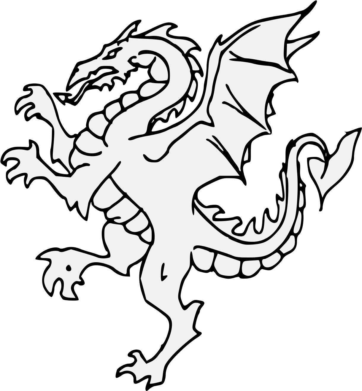 Dragon Traceable Heraldic Art Png Png Flame Fire Breathing - Illustration (1237x1331)