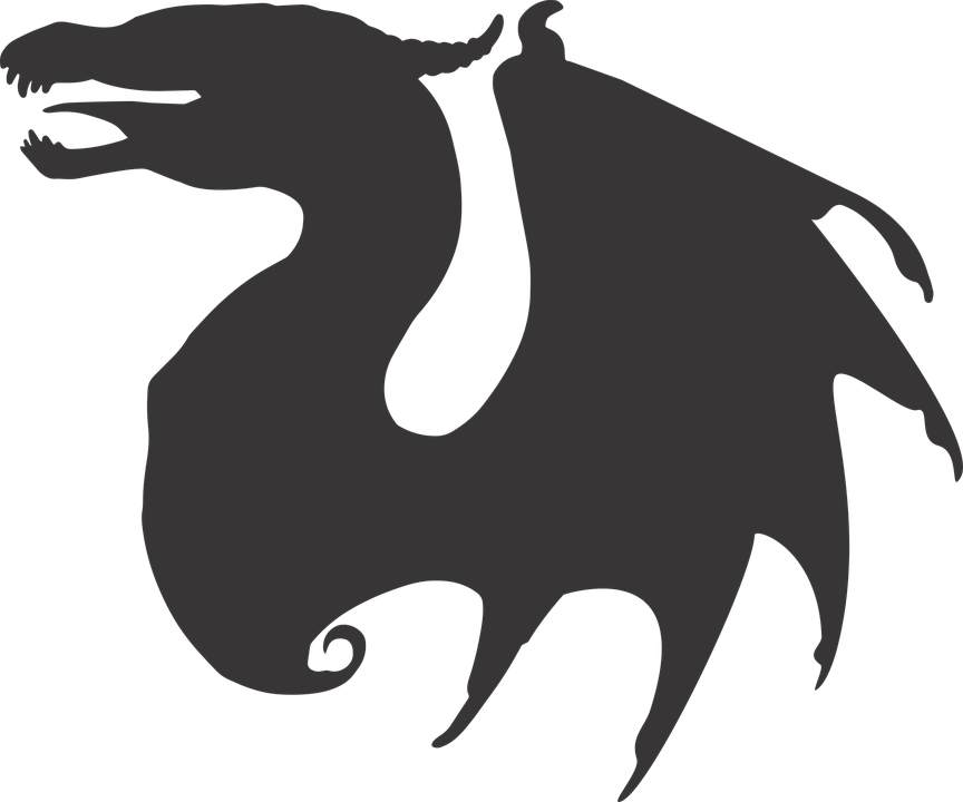Dragon Vector Free - Dragon Silhouette Png (864x720)