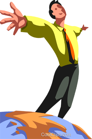 Businessman On Top Of The World Royalty Free Vector - Illustration (320x480)