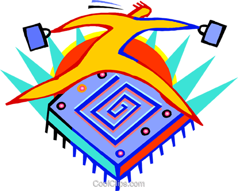 Figure Jumping Over Computer Chip Royalty Free Vector - Figure Jumping Over Computer Chip Royalty Free Vector (480x385)