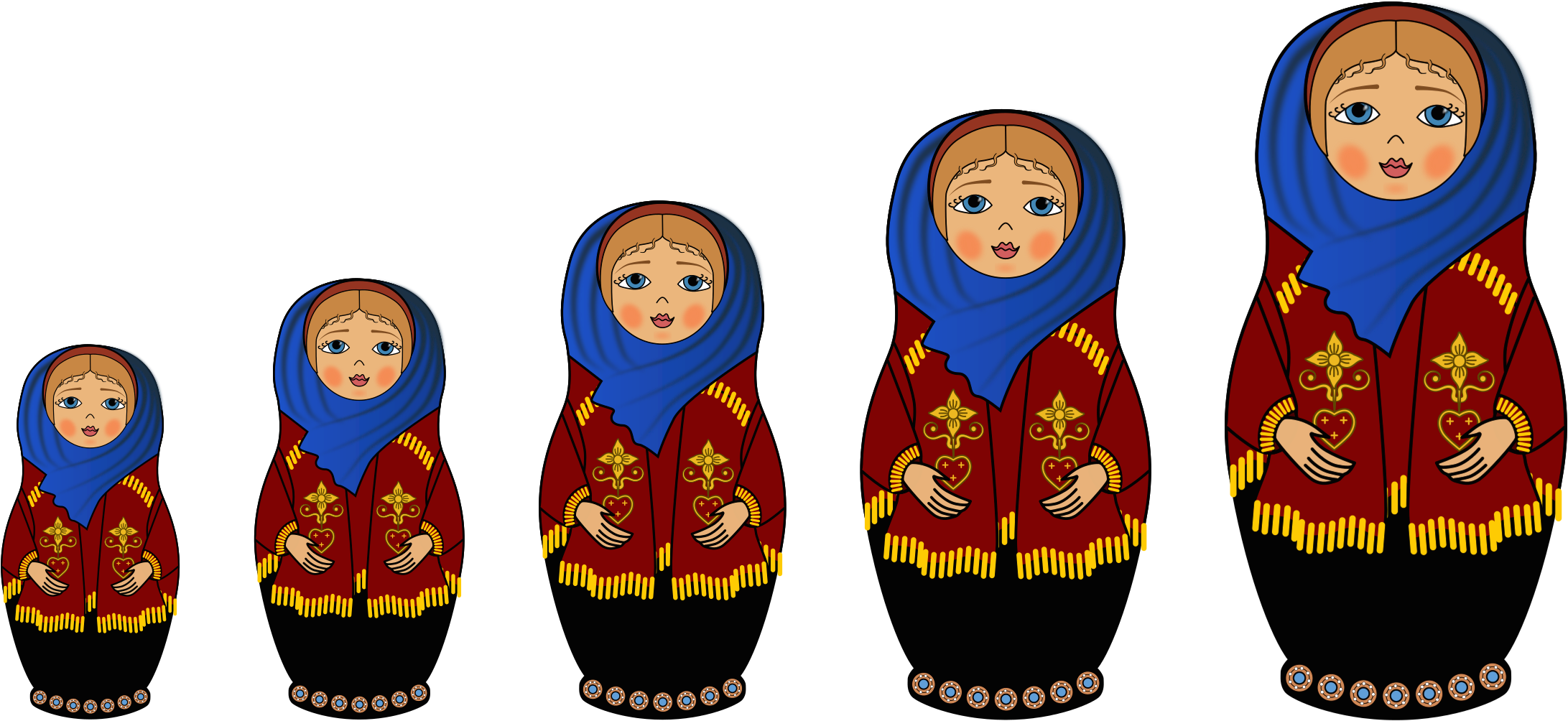 Russian Nesting Dolls - Transparent Matryoshka Doll Png (2400x1219)