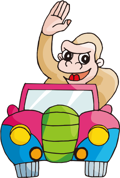 手绘卡通猩猩开车 - 手繪 開車 的 小孩 Png (600x600)