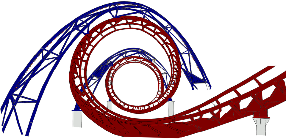 Transparent Roller Coaster - Roller Coaster Clipart (960x480)