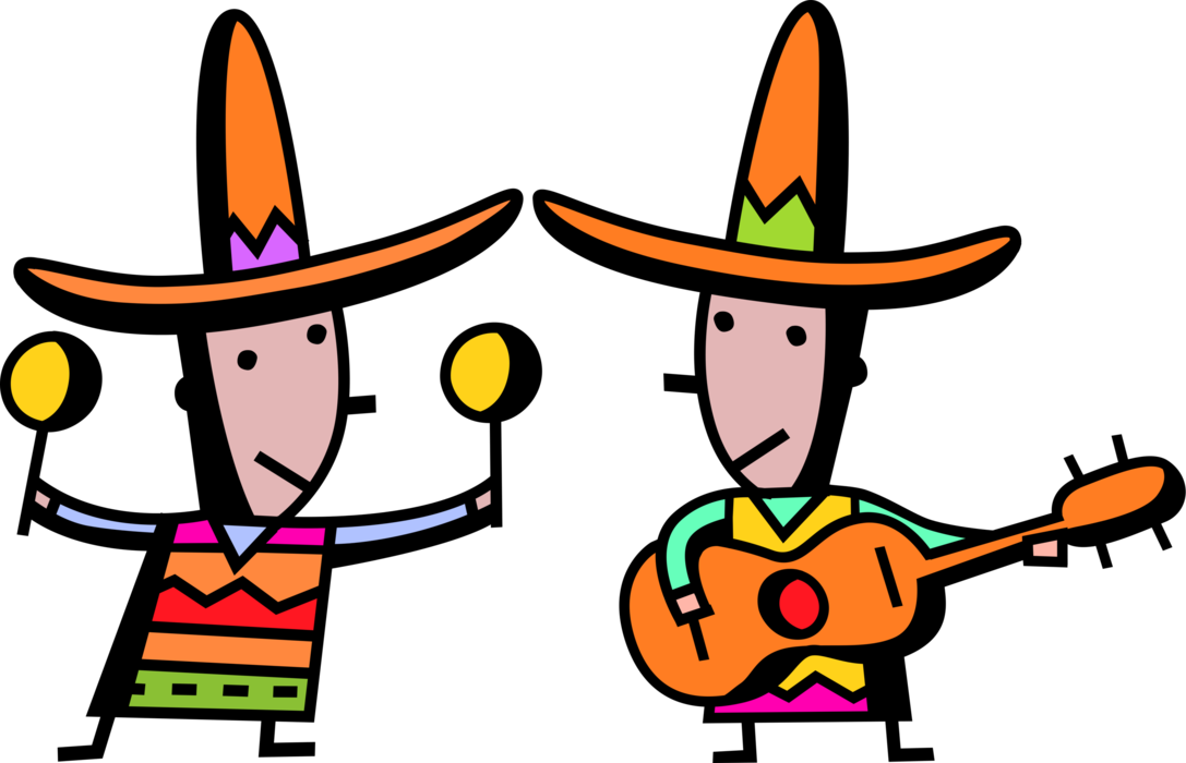 Vector Illustration Of Latino Spanish Mexican Musicians - Espanhois Png (1087x700)