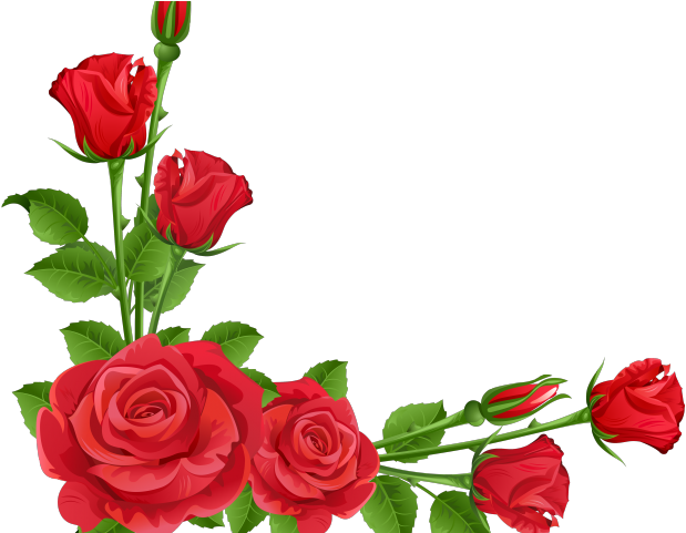 Rose Clipart Clip Art - Red Flowers Frame Png (640x480)