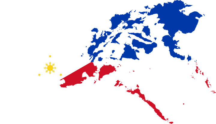 Philippines Flag Overlapping On Its Map - Map Of The Philippines (720x415)