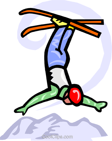 Acrobatic Skiing Royalty Free Vector Clip Art Illustration - Ski Lift Clip Art (380x480)