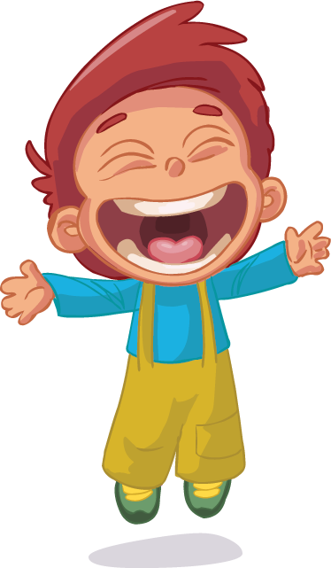 Kid Jumping And Laughing Sticker - Laughing At Someone Falling Cartoon (374x641)