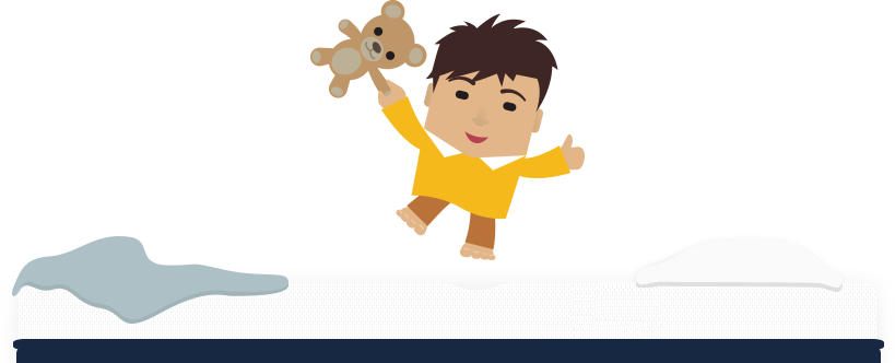Kid Jumping On Memory Foam Mattress - Cartoon (819x332)