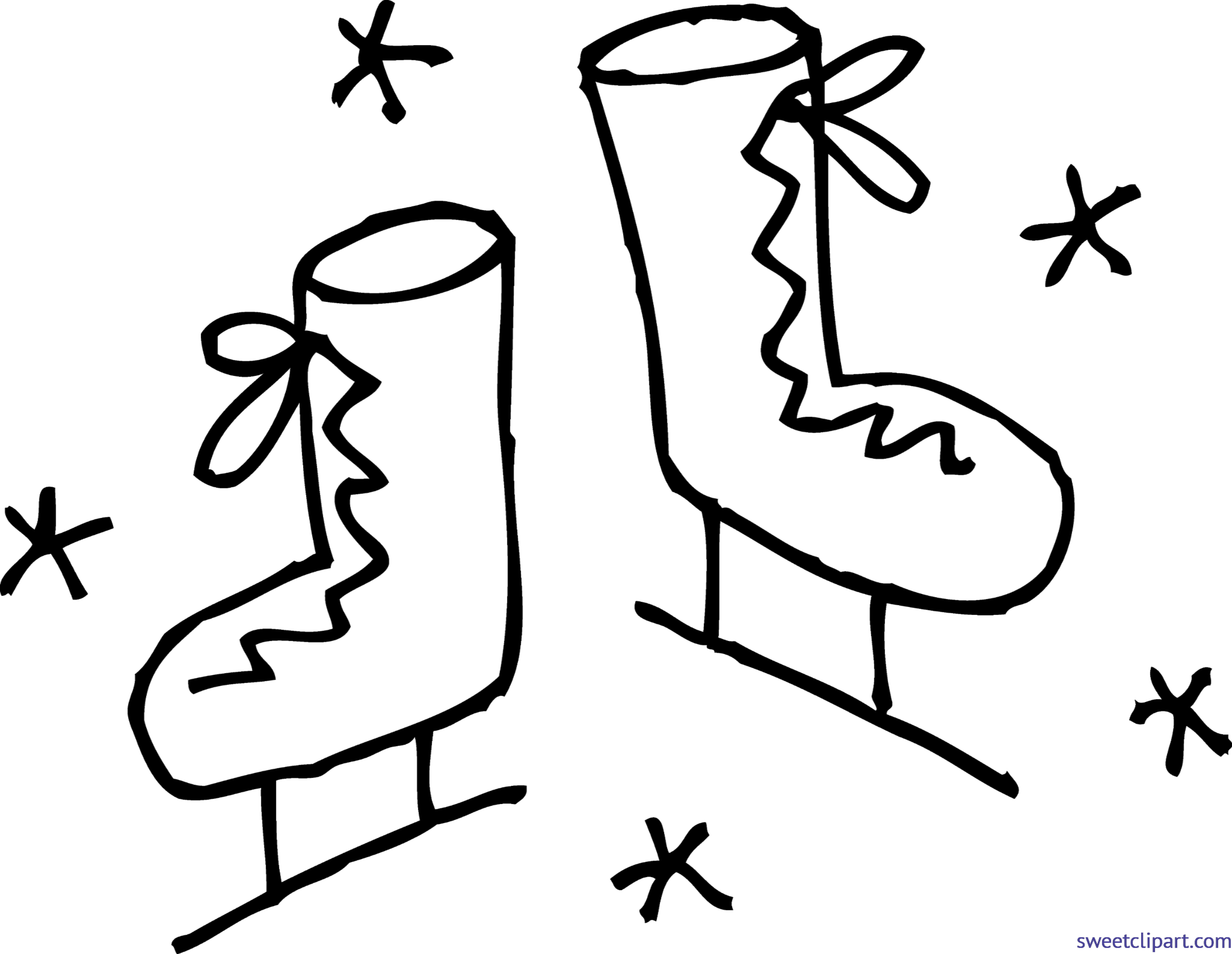 Ice Skates Coloring Page Clip Art - Clipart Ice Skating Png (4819x3731)