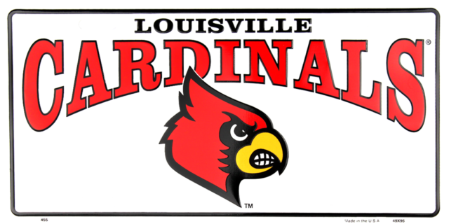 Louisville Cardinals White License Plate Sign Made - Cartoon (640x320)
