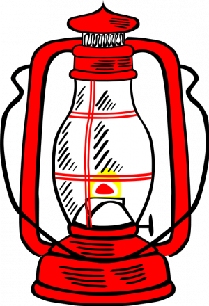 Vector Image Of A Red Hurricane Lamp - Lamp Clip Art (300x440)