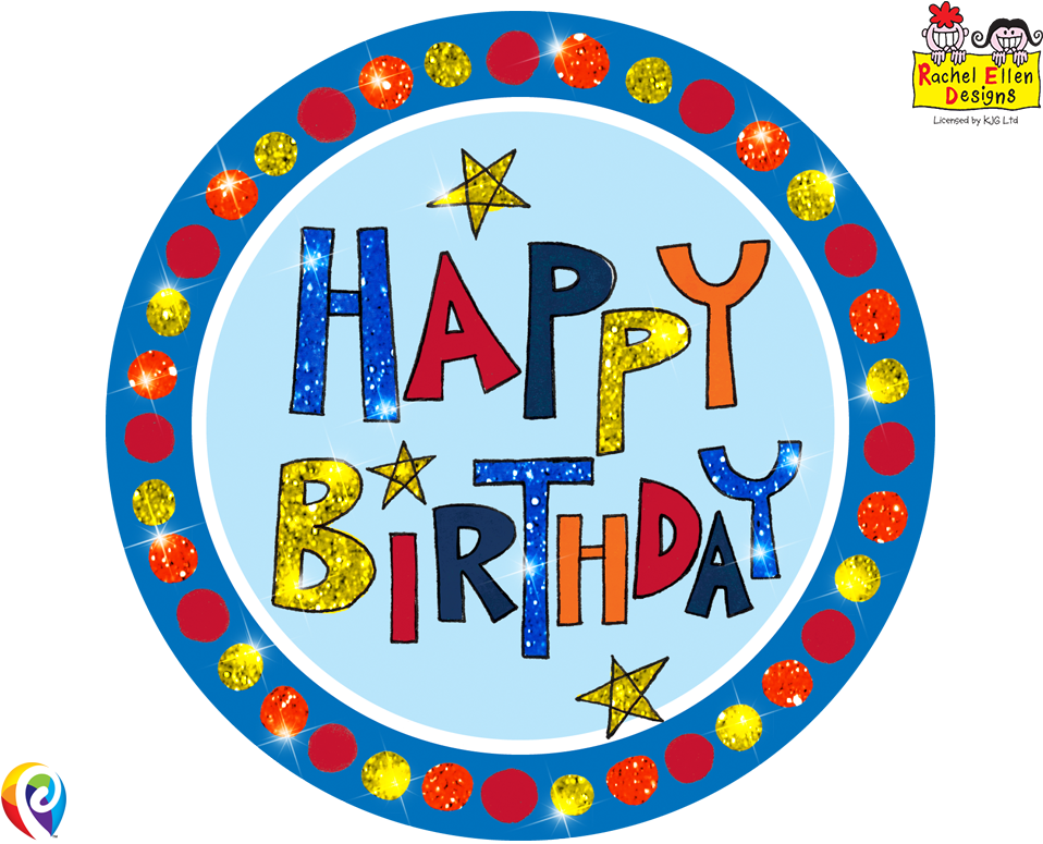 12cm Rachel Ellen Happy Birthday Multi Colour Badge - Circle (1000x800)