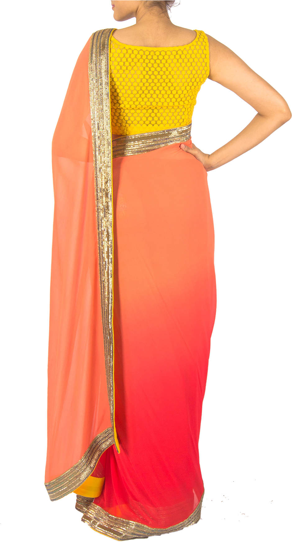 Clip Art Royalty Free And Red Ombre Saree By Anupma - Gown (1200x1800)