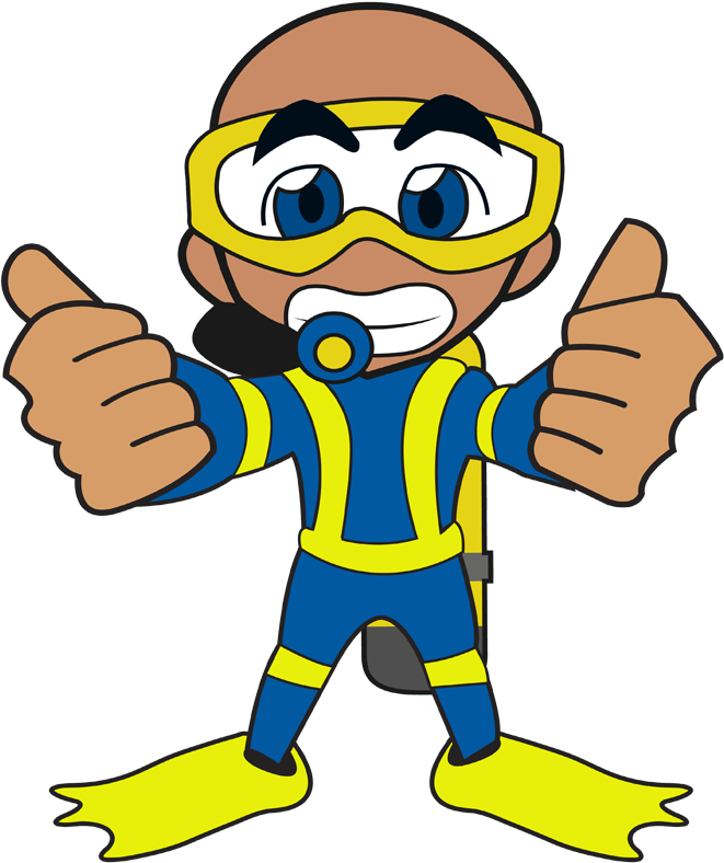 Scuba Diving In Puerto Morelos - Cartoon (771x808)