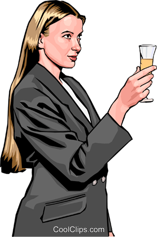Woman Toasting With Champagne Royalty Free Vector Clip - Cartoon (319x480)