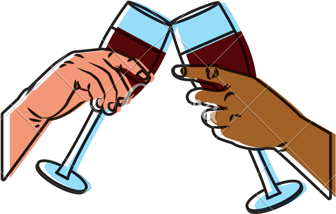 Champagne Cups Toast - Illustration (800x800)