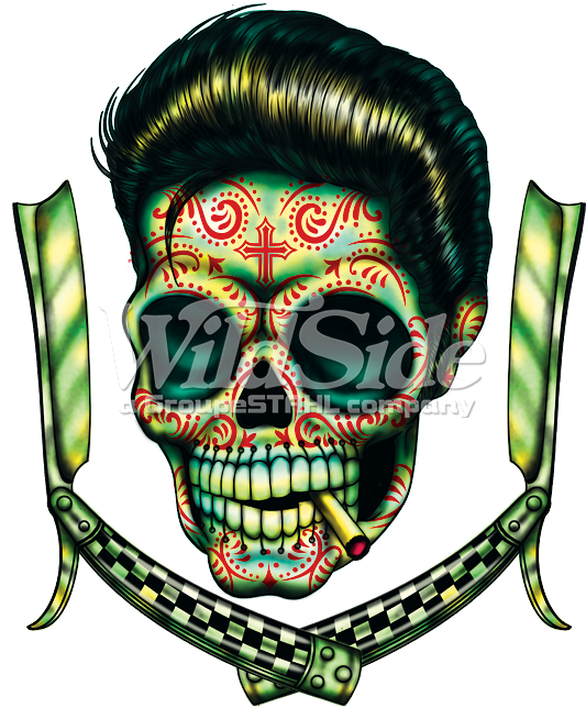 Day Of The Dead Greaser With Razors - Skull (675x675)