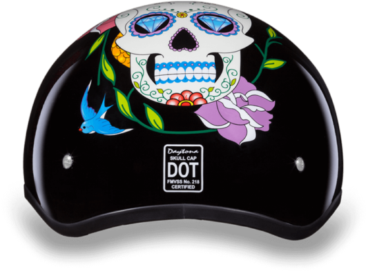 Sugar Skull Seat Cover - Sugar Skull Motorcycle Half Helmet (600x600)