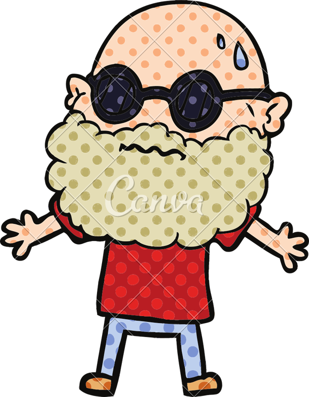 Cartoon Worried Man With Beard - Cartoon Worried Man With Beard (624x800)
