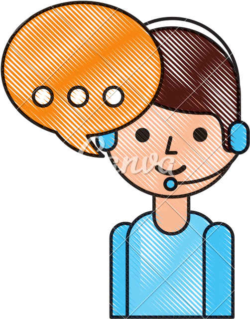 Logistic Call Center Operator With Headset And Speech - Cartoon (800x800)