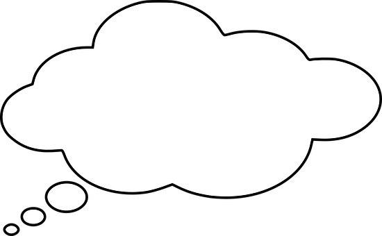Cloud Thinking Thought Bubble Think Daydre - Thought Bubble Black Background (550x340)