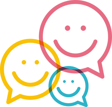 Colourful Happy Face Speech Bubble Sticker - Smile (374x356)