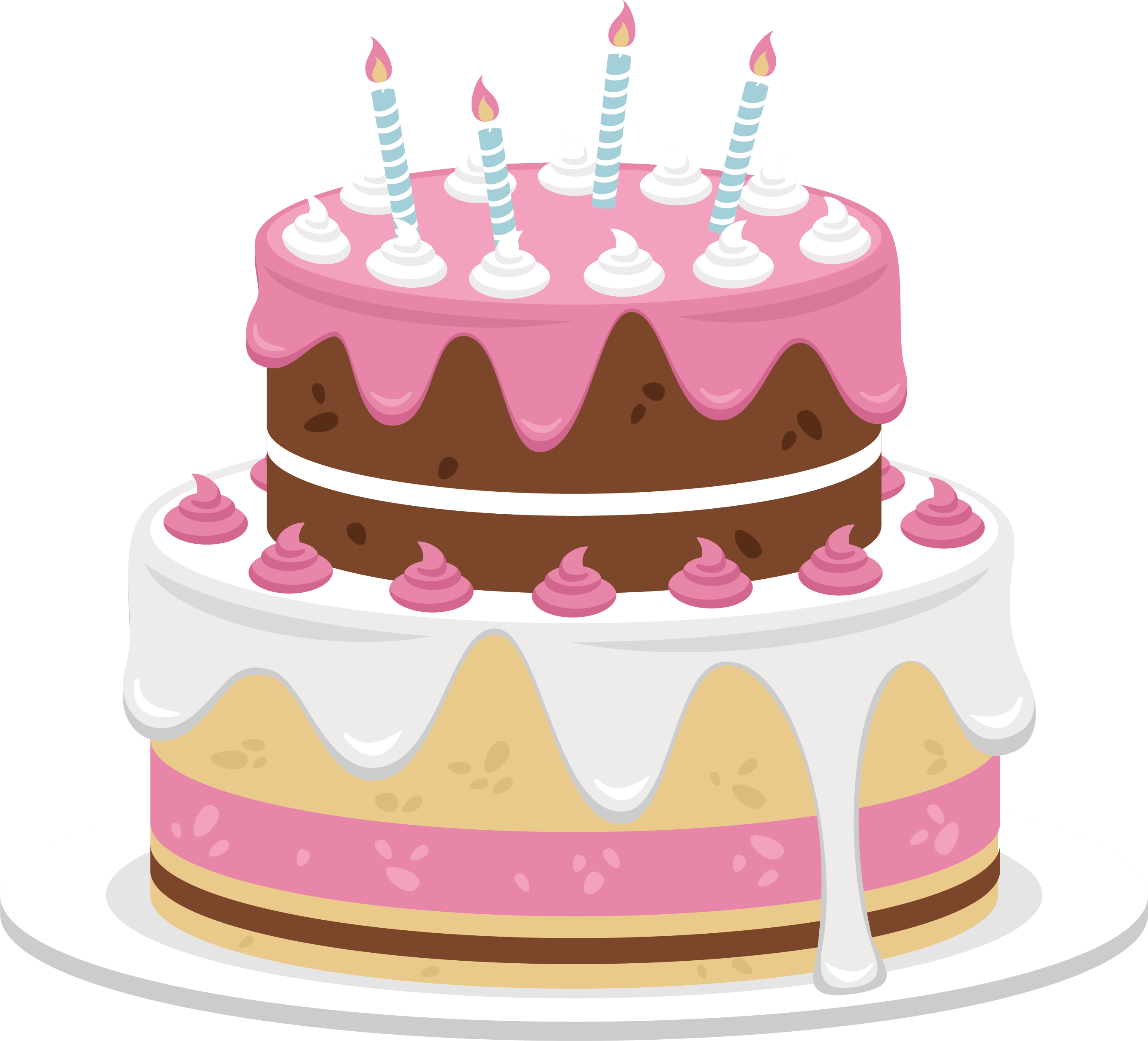 Pink Birthday Cake Clip Art - Birthday Cake Vector Png (2717x2464)