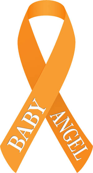 Baby Angel Day, Orange Ribbon - Illustration (300x557)