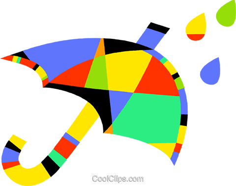 Umbrella And Rain Royalty Free Vector Clip Art Illustration - Visual Arts (480x379)