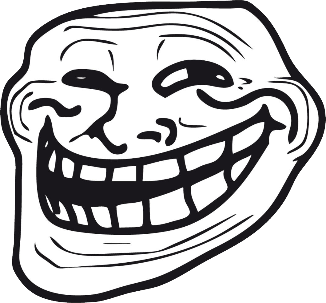 Trollface Png - Funny Face Black And White (1060x984)