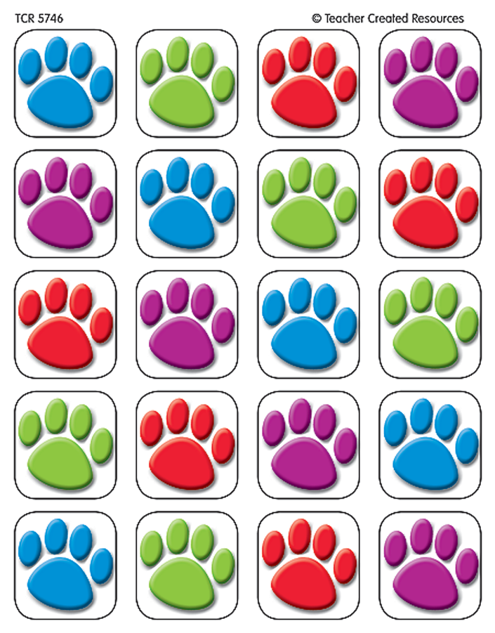 Tcr 5746 Colorful Paw Print Stickers - Colorful Paw Prints (900x900)